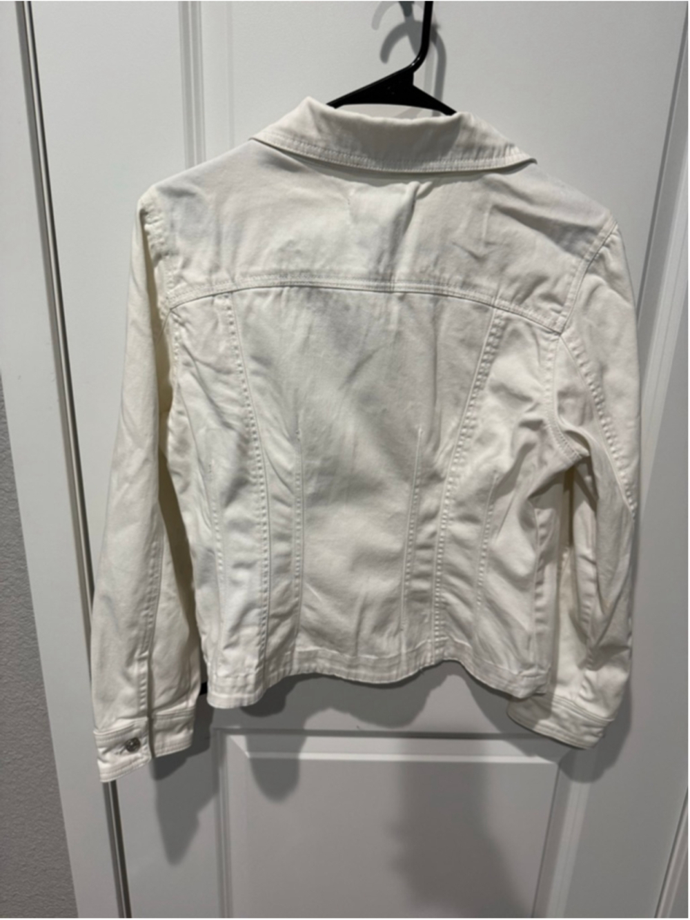 Women's Y2K A.M.I. White Stretch Jean Jacket S - Picture 4 of 9